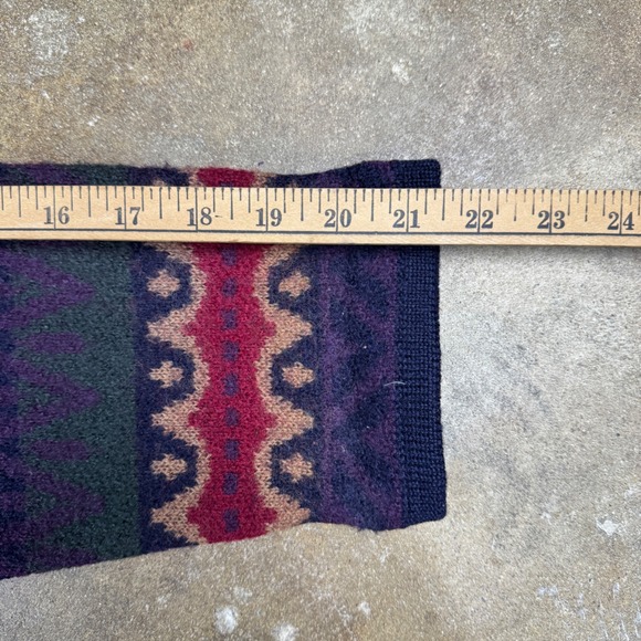 Vtg Talbots Wool Cardigan Womens L Multi Color Fair Isle Button Sweater 80s 90s - Picture 9 of 9